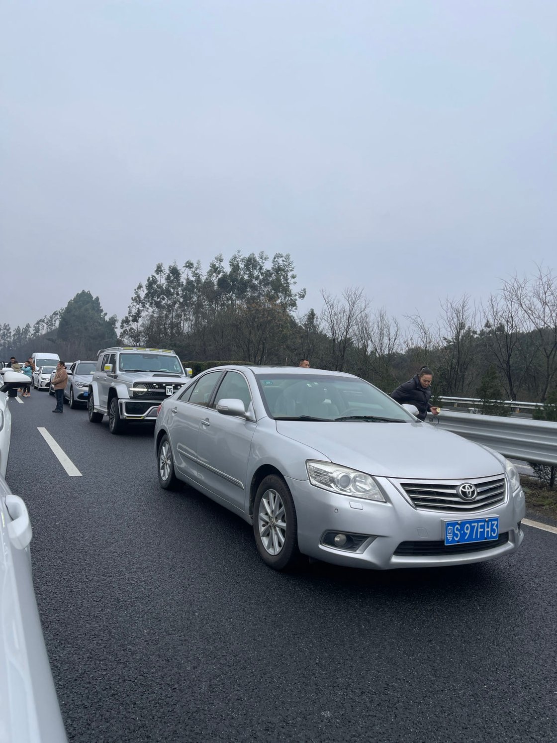 高速公路事故后排队的车辆