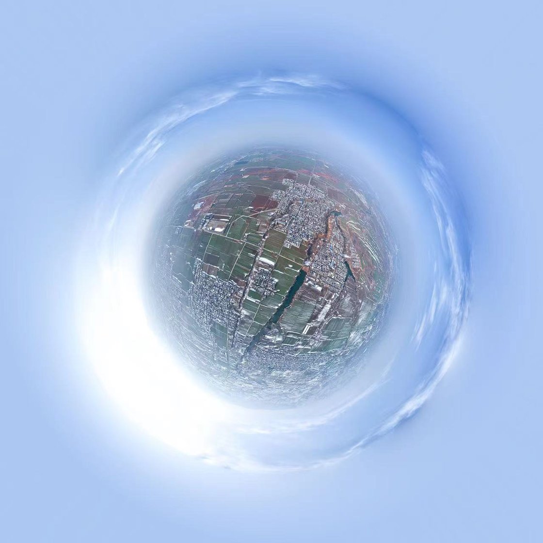 小行星效果的乡村航拍全景